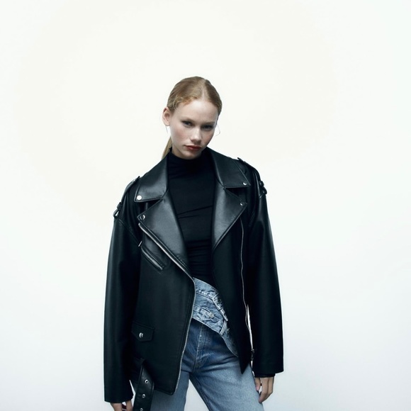 NWOT Zara Oversized Leather Jacket size S - Picture 6 of 9